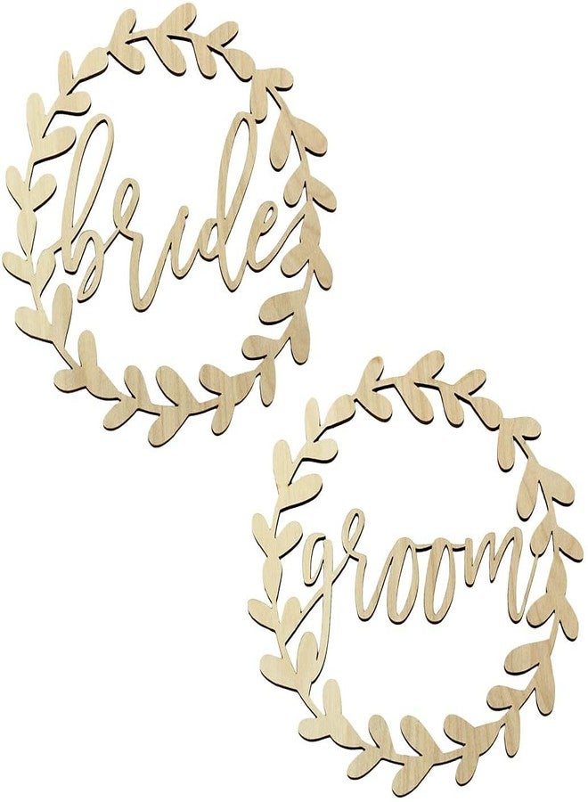 Cliths Pack of Bride & Groom (9x9 Inch) Wooden Pendant for Anniversary Party, Marriage Decoration, Phot Booth Display Your Beautiful Sign on Chair, Backdrop. - Image 1